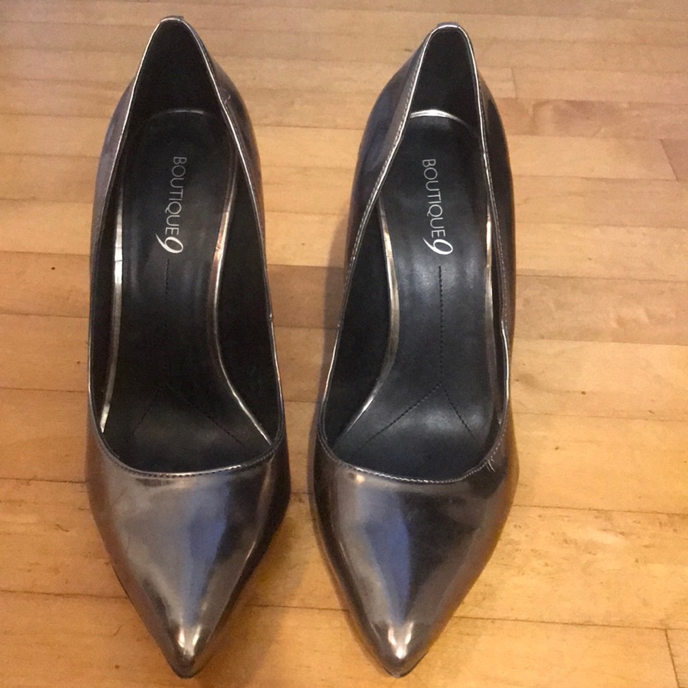 Boutique 9 Metallic Silver heels